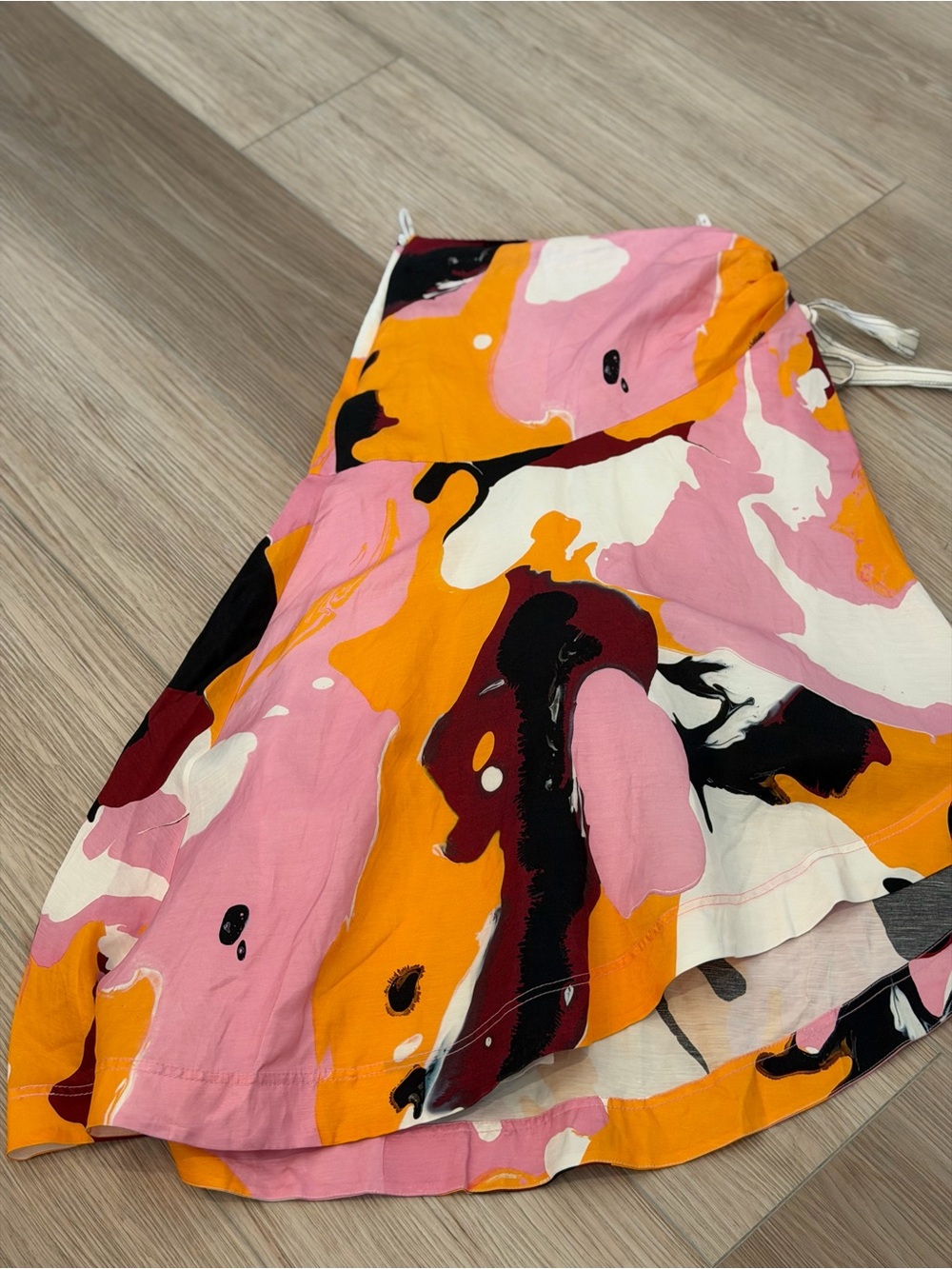 Aje Pink and Orange Abstract Cotton Skirt